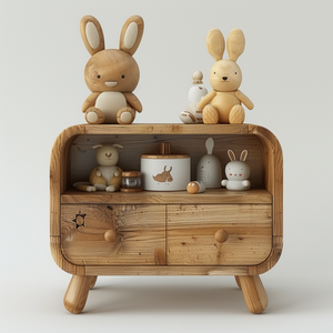 PETIT BATEAU Toddler & Kids Wooden Nightstand HF001