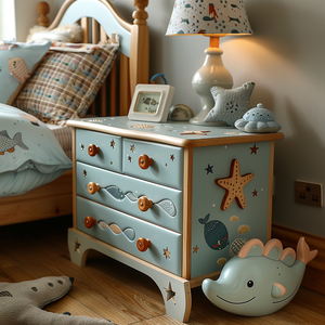 PETIT BATEAU Toddler & Kids Wooden Nightstand HF0013
